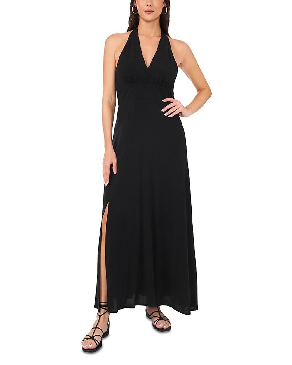 Vince Camuto Women's Sleeveless Halter Maxi Dress Black Size S 2971